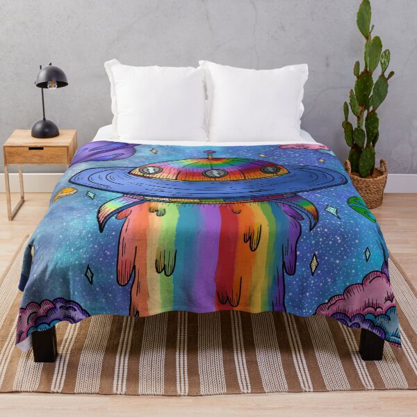Item preview, Rainbow UFO in space designed and sold by WrensDgtDesigns.