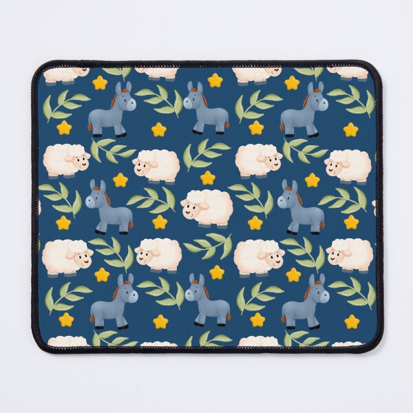 Item preview, Nativity Scene Pattern with Donkey and Sheep – Christmas Religious Decor, Holiday Farm Animals, Biblical Christmas Art designed and sold by kscribblesart.