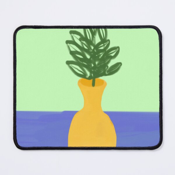Item preview, Digital Artwork of Yellow Vase With Green Plant on Table designed and sold by Beautiful art store.