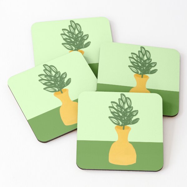 Item preview, Artwork of Yellow Vase With Green Plant on Table designed and sold by Beautiful art store.