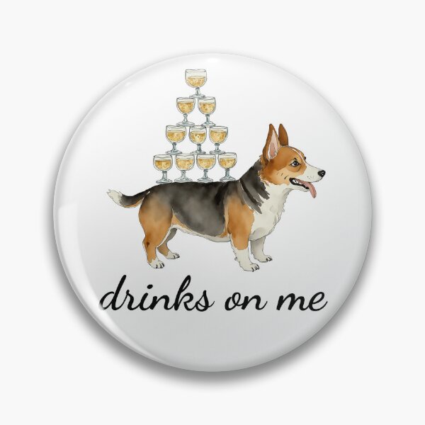 Item preview, Drinks on Me Corgi Watercolor designed and sold by Magnolia Valley Art.