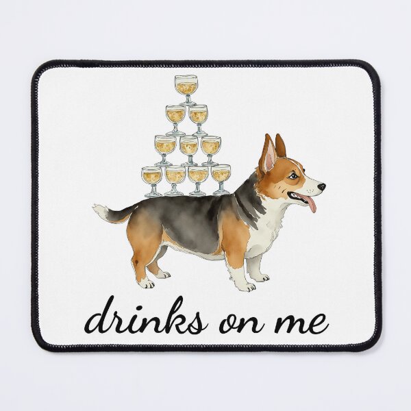 Item preview, Drinks on Me Corgi Watercolor designed and sold by Magnolia Valley Art.
