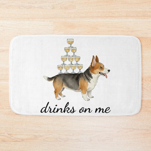 Item preview, Drinks on Me Corgi Watercolor designed and sold by Magnolia Valley Art.