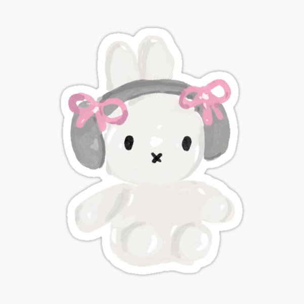 Item preview, Rabbit Headphone Pinterest Inspired Art - Pink Kitsch Bunny Aesthetic Cute Personal Trinket RIbbon  designed and sold by Makeartwhynot.