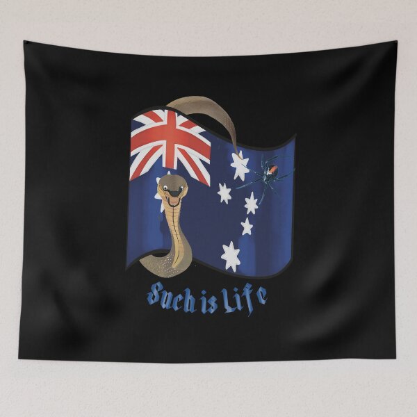 Item preview, Such Is Life Australian Flag with Redback Spider Snake, Funny Aussie Australia Day designed and sold by lozsart.