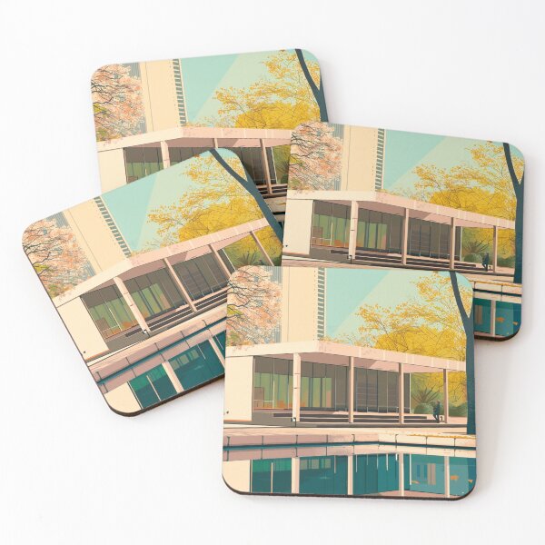 Item preview, Modern Glass Pavilion in Autumn - Architectural Reflections Art designed and sold by rahuarq.