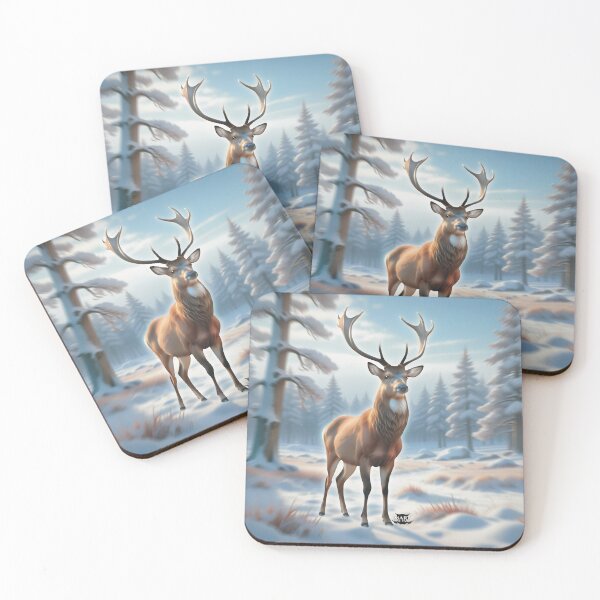 Item preview, Majestic Red Deer In Snowy Clearing designed and sold by Mary The Vamp.