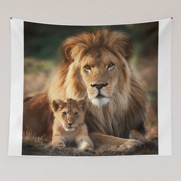 Item preview, Handmade Painting Majestic Beautiful Lion with Cub V2 designed and sold by FilipeFerreira.