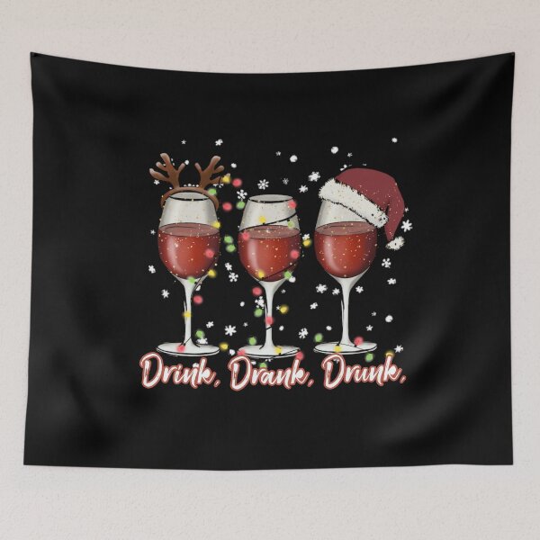 Item preview, Drink drank drunk Christmas wine glasses designed and sold by Heaven Welch.