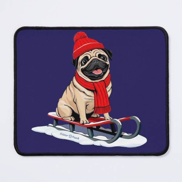 Item preview, Pug on Snow Sled designed and sold by critterpatchusa.
