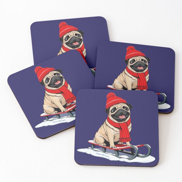Item preview, Pug on Snow Sled designed and sold by critterpatchusa.