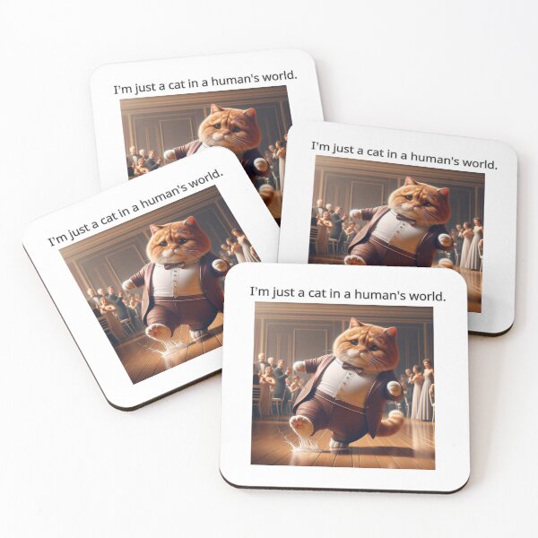 Item preview,  Playful Ginger Cat in Human-Like Attire: 'I Am Just a Cat in a Human's World' - A Creative and Fun Image for Cat Lovers  designed and sold by AlwaysHome.