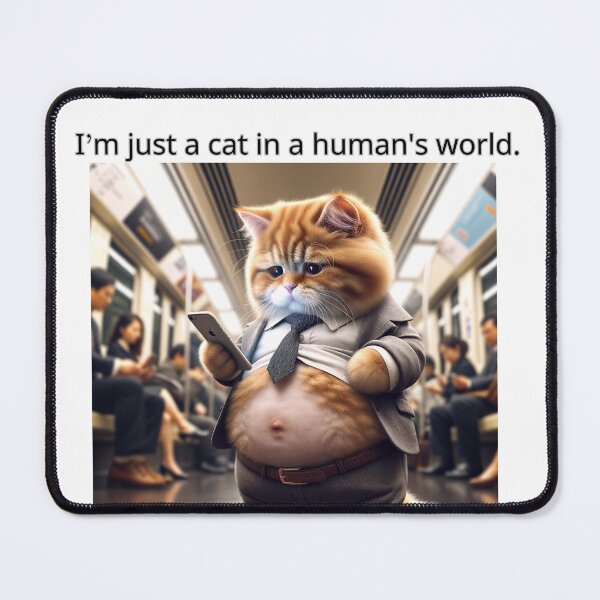 Item preview, Adorable Ginger Cat Dressed in Human Clothes: 'I Am Just a Cat in a Human's World' - A Fun and Creative Image for Animal Lovers designed and sold by AlwaysHome.