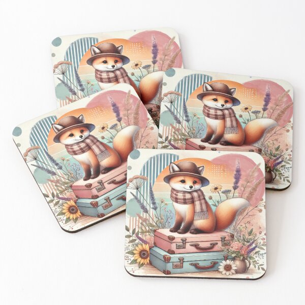 Item preview, Archie - Whimsical Fox with Vintage Suitcases designed and sold by StarLeopard.