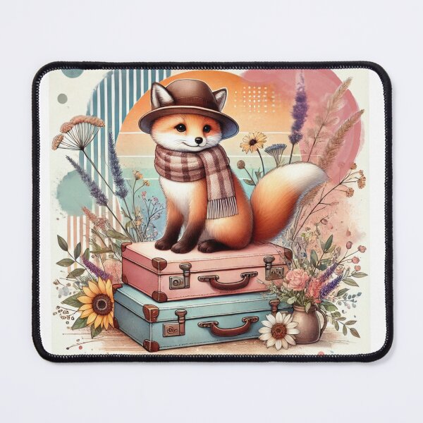 Item preview, Archie - Whimsical Fox with Vintage Suitcases designed and sold by StarLeopard.
