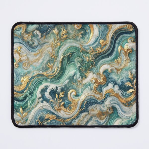 Item preview, Mármol verde azulado, azul, blanco y dorado generado por IA designed and sold by AI-this-is-AI.