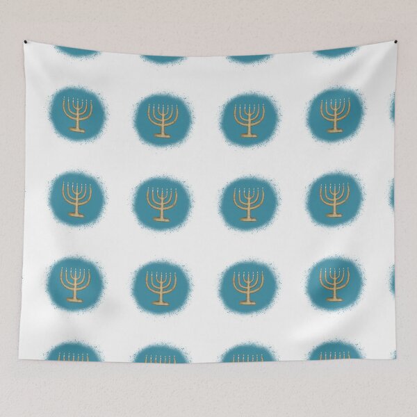 Item preview, Menorah on Blue Background Hanukkah Illustration designed and sold by stewedtomatoes.