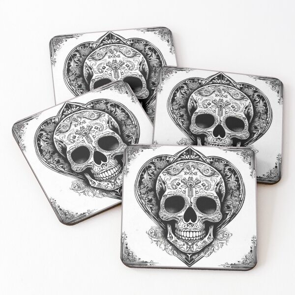 Item preview, "The Beauty of Black and White, Sugar Skulls, Hearts, and Crosses" designed and sold by rikkirocx.
