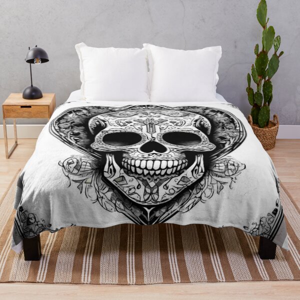 Item preview, "The Beauty of Black and White, Sugar Skulls, Hearts, and Crosses" designed and sold by rikkirocx.