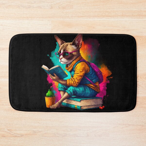 Item preview, Siamese cat reading books designed and sold by Furrifico.