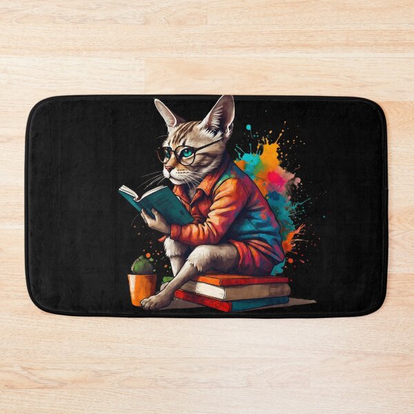 Item preview, Siberian cat reading books designed and sold by Furrifico.