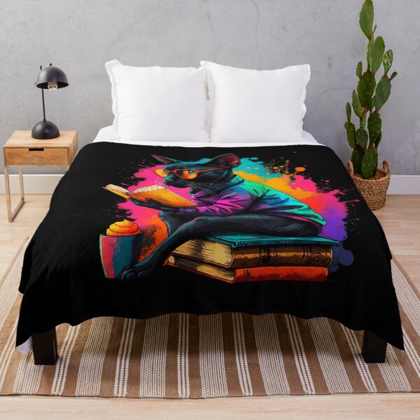 Item preview, Black Bombay cat reading books designed and sold by Furrifico.
