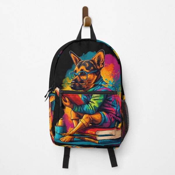 Item preview, German Sheppard dog reading books designed and sold by Furrifico.