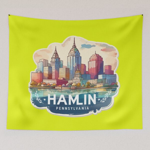 Item preview, Hamlin Pennsylvania Minimalist Sticker – Cute Watercolor Skyline & 3D Landscape,  designed and sold by PaintMeWorld.