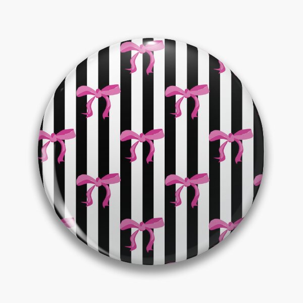 Item preview, Pink ribbon bows on black and white stripes designed and sold by by-jwp.