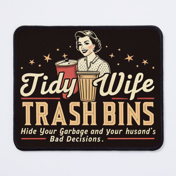 Item preview, Retro Tidy Wife Trash Bins Humor Design 1950s Vintage Stlye designed and sold by CognitiveShift.