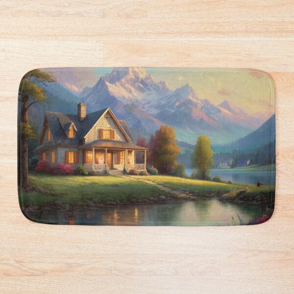 Item preview, Serene Farmhouse by the Mountain Lake designed and sold by BlareBlare.