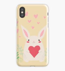 rabbit heart illustration vector iPhone Case