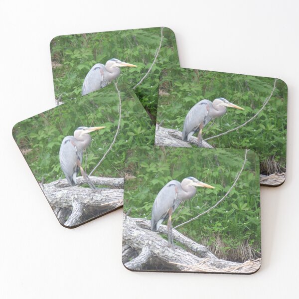 Item preview, Great Blue Heron on Log in River designed and sold by Designsbydls.