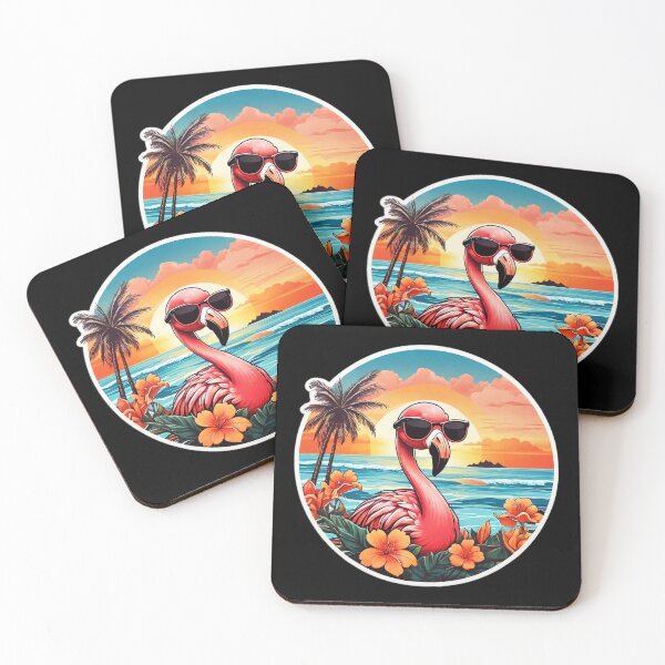 Item preview, Hawaii Flamingo with Sunglasses by the Beach at Sunset designed and sold by NautiChic.