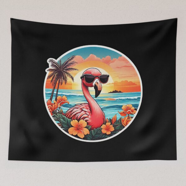 Item preview, Hawaii Flamingo with Sunglasses by the Beach at Sunset designed and sold by NautiChic.