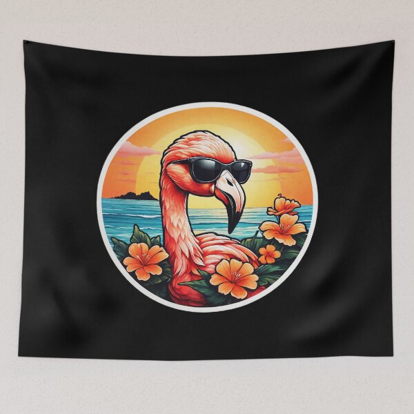 Item preview, Hawaii Orchids Flamingo at Sunset over Ocean designed and sold by NautiChic.