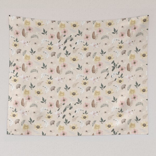 Item preview, Beige and Cream Minimalist Flower Pattern designed and sold by Eunoia-ikigai.