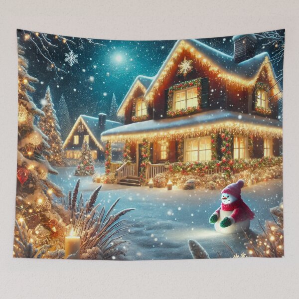 Item preview, Snow-Covered House Glowing on Christmas Eve designed and sold by GrizzlyCollective.