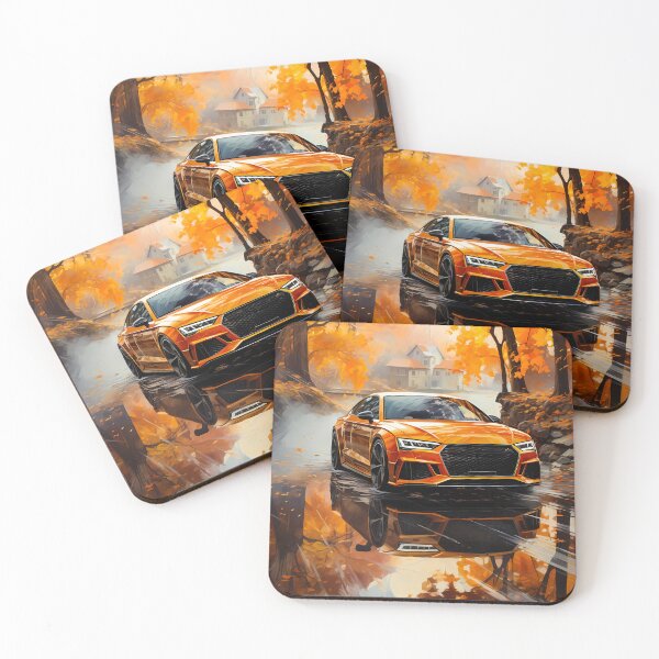 Item preview, Sports Limousine Reflected In Wet Autumn Road Amid Golden Leaves designed and sold by RevUpDesign.
