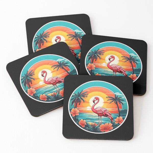 Item preview, Hawaii Flamingo at Sunset with Palm Trees and Orchids designed and sold by NautiChic.