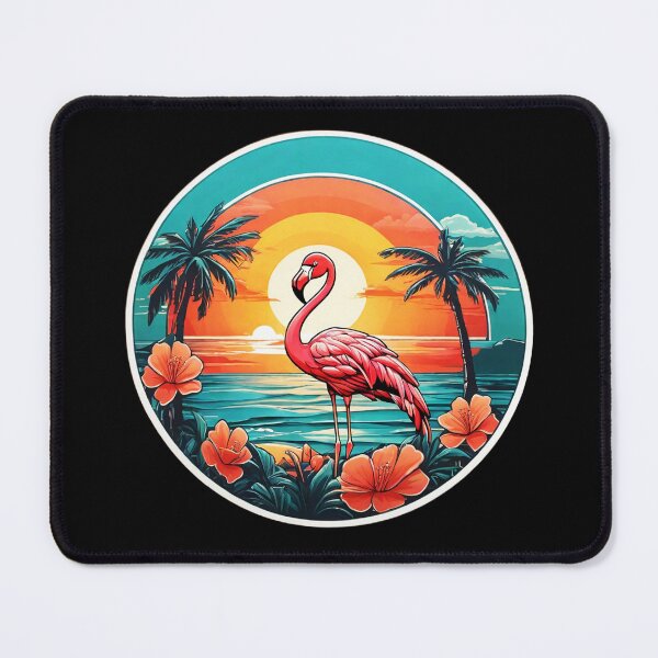 Item preview, Hawaii Flamingo at Sunset with Palm Trees and Orchids designed and sold by NautiChic.