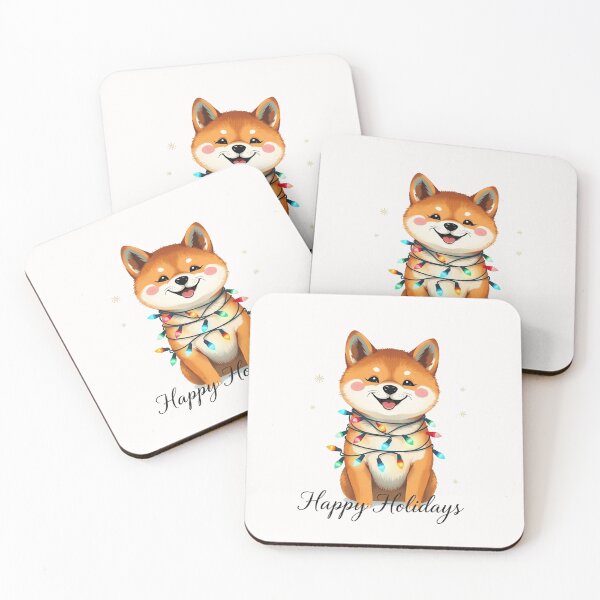 Item preview, Shiba Inu Happy Holidays Lights Christmas Decoration Dog Japan Pet Lover Art  designed and sold by Kia Blaze.