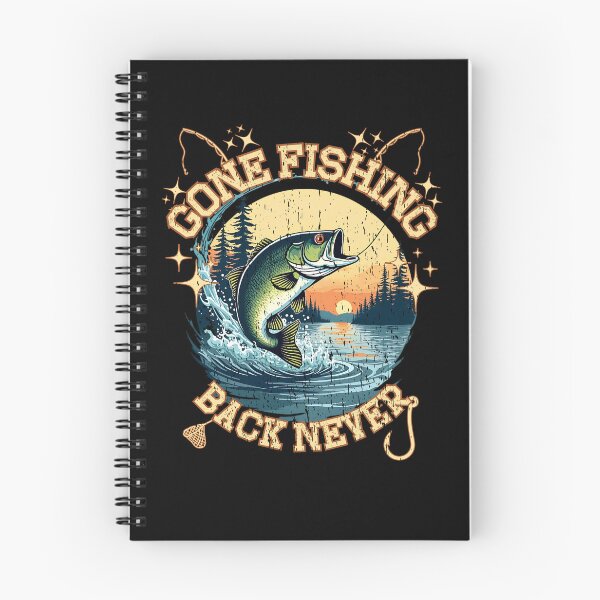 Item preview, GONE FISHING BACK NEVER retro style fishing enthusiast fanatic fisherman nature lover reel good time designed and sold by Jt41.