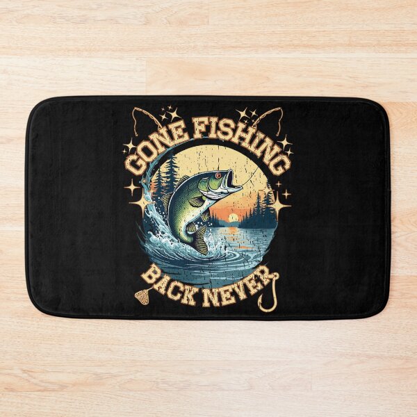 Item preview, GONE FISHING BACK NEVER retro style fishing enthusiast fanatic fisherman nature lover reel good time designed and sold by Jt41.