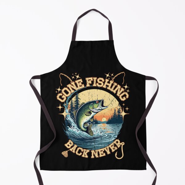 Item preview, GONE FISHING BACK NEVER retro style fishing enthusiast fanatic fisherman nature lover reel good time designed and sold by Jt41.
