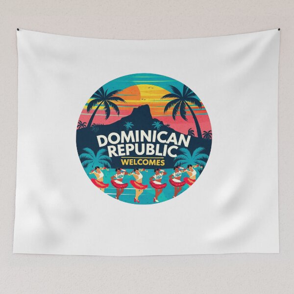 Item preview, Dominican Republic Welcomes Flag Map Santo Domingo, Punta Cana designed and sold by AnimalsDH305.