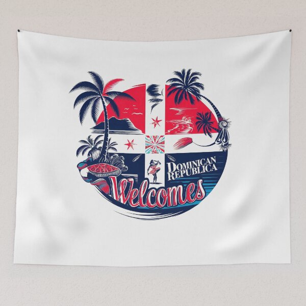 Item preview, Dominican Republic Welcomes Flag Map Santo Domingo, Punta Cana designed and sold by AnimalsDH305.