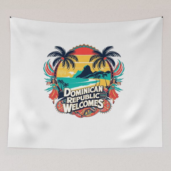 Item preview, Dominican Republic Welcomes Flag Map Santo Domingo, Punta Cana designed and sold by AnimalsDH305.