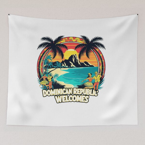 Item preview, Dominican Republic Welcomes Flag Map Santo Domingo, Punta Cana designed and sold by AnimalsDH305.