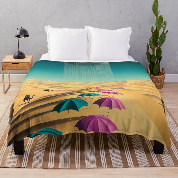 Item preview, Surreal Desert with Umbrellas and Dripping Moon designed and sold by Moisky Art.